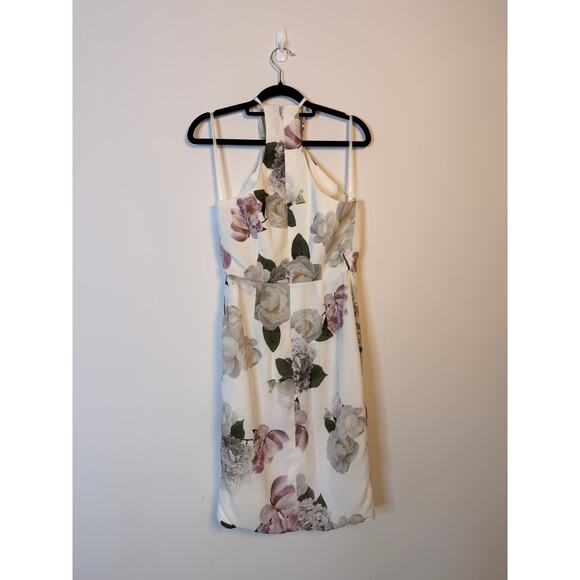 Fame & Partners White Floral Halter Dress Size 6 Open Back Dress - Picture 5 of 10